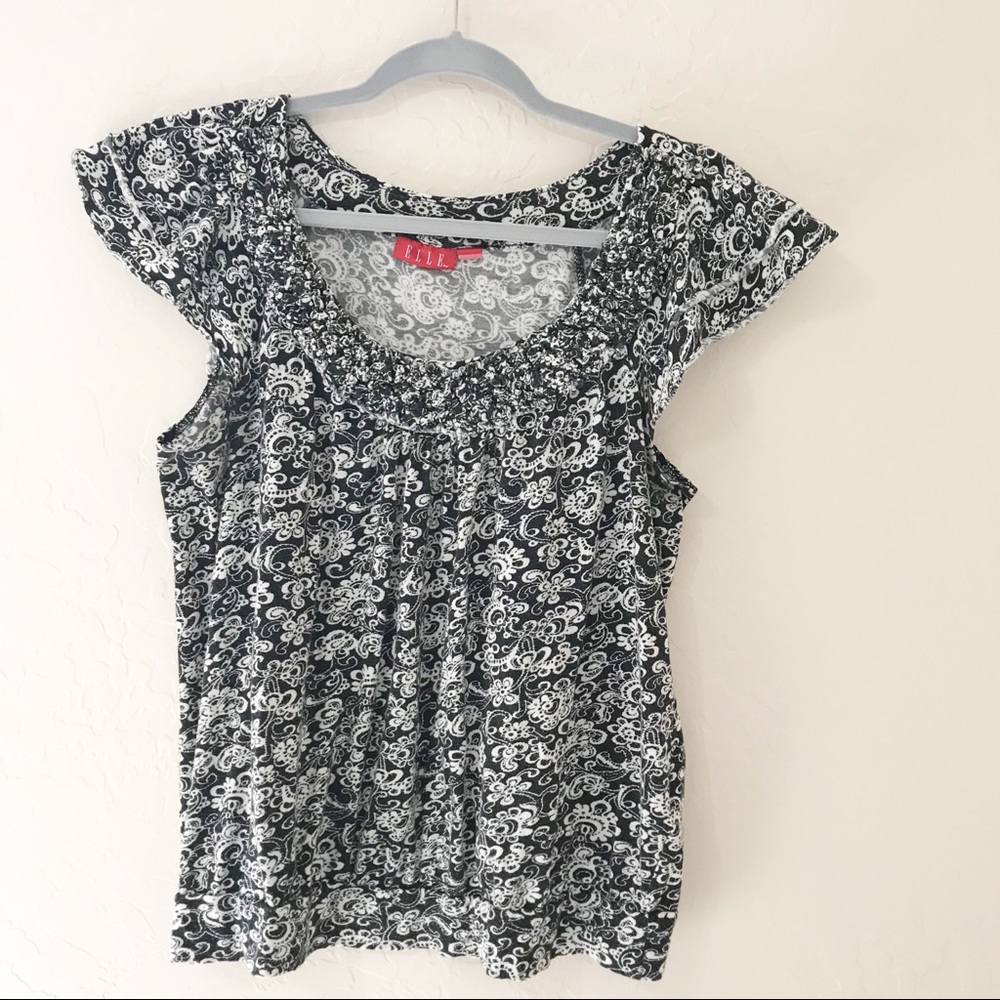 Elle black ruffle top